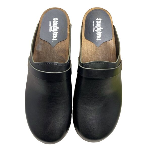 Sandgrens Malmö Leather Classic Sweden Wooden‎ Clogs/Mules - Picture 9 of 13